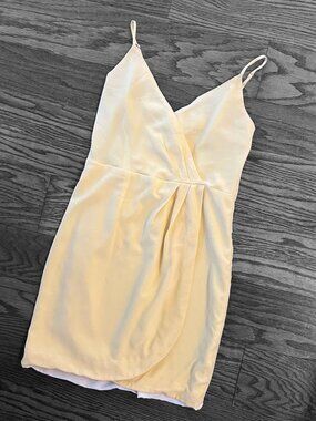 Lavender Brown Silk Wrap Mini Dress Size Small Butter Yellow Cocktail Wedding